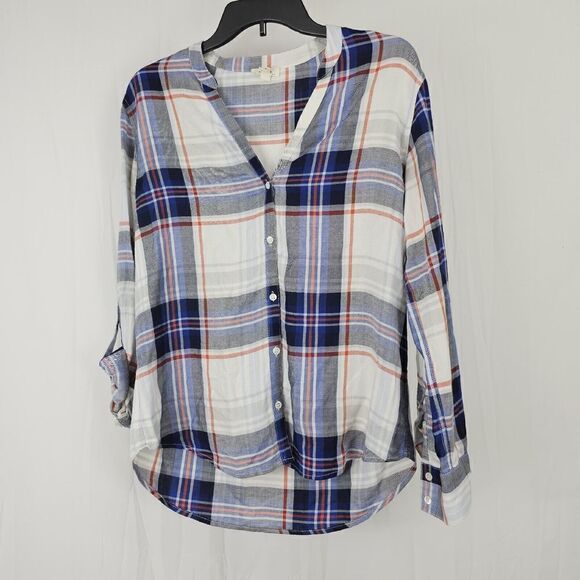 Soft Joie Dane Blouse Collarless Button Down Womens Size Small - Picture 1 of 7